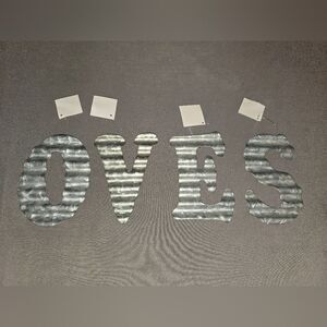 4pc Lot Of Hobby Lobby Galvanized Steel Letter Wall Art Decor O V E & S